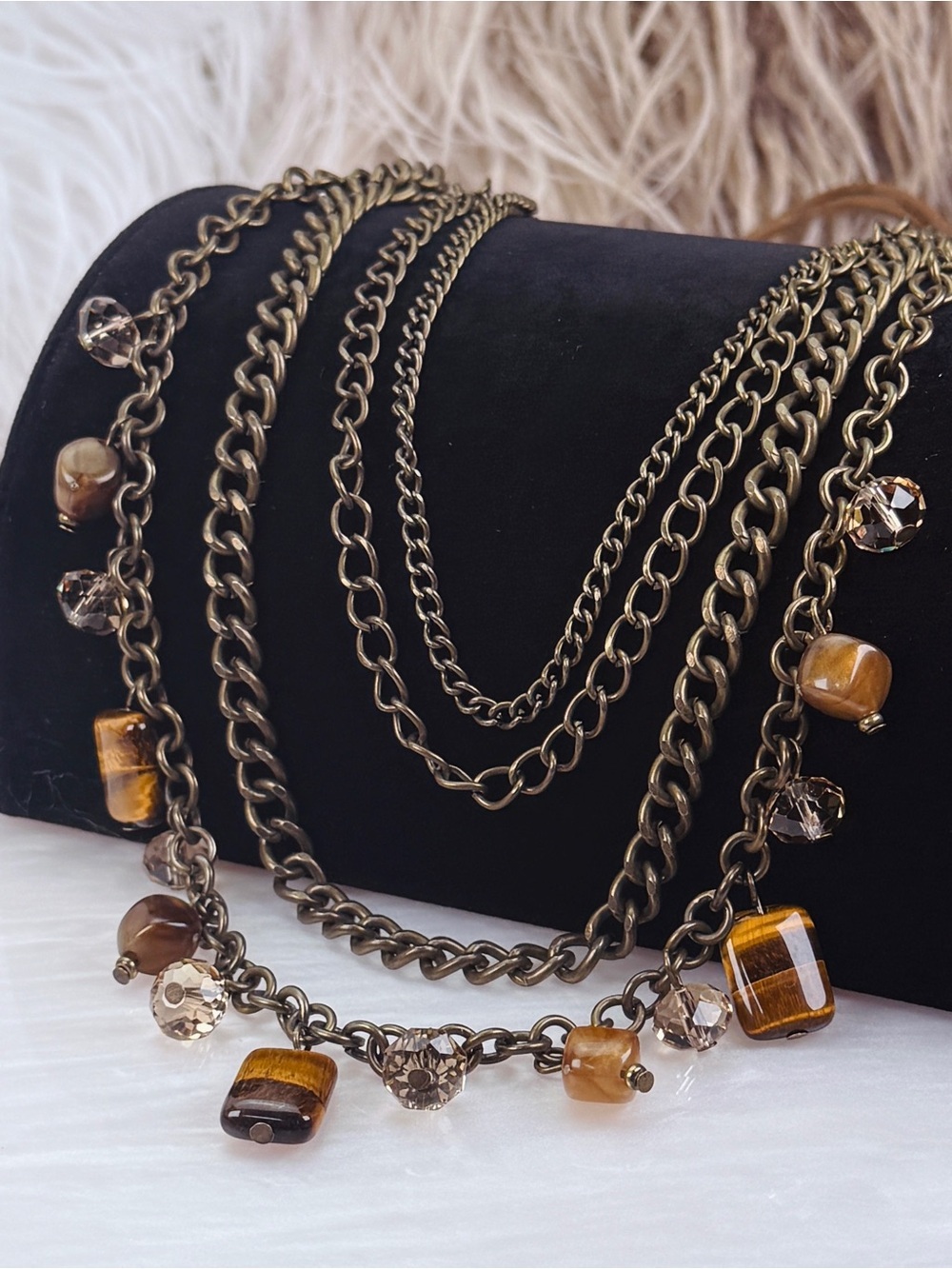Super long bohemian chic, multi chain layering, necklace, costume